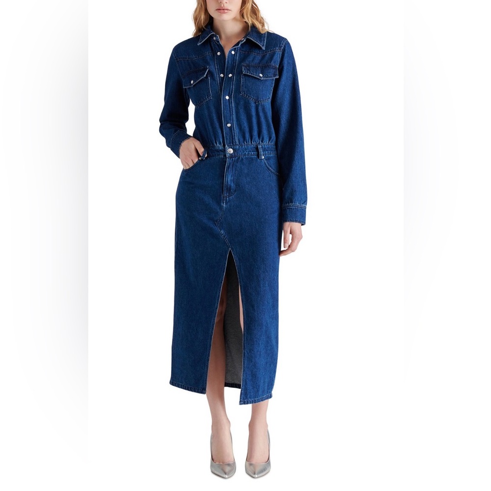 Steve Madden Dark Blue Maxi Denim Dress - Size 10